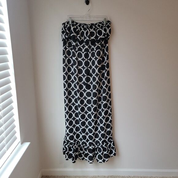 Mudpie Baglady Tube Dress Size XL Strapless Maxi Beach Black White - Picture 1 of 6